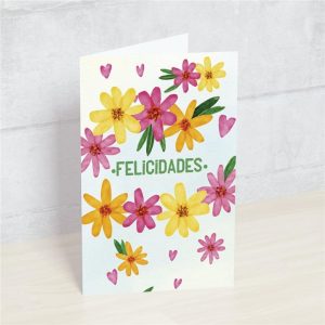POSTAL: Felicidades (margaritas colores)