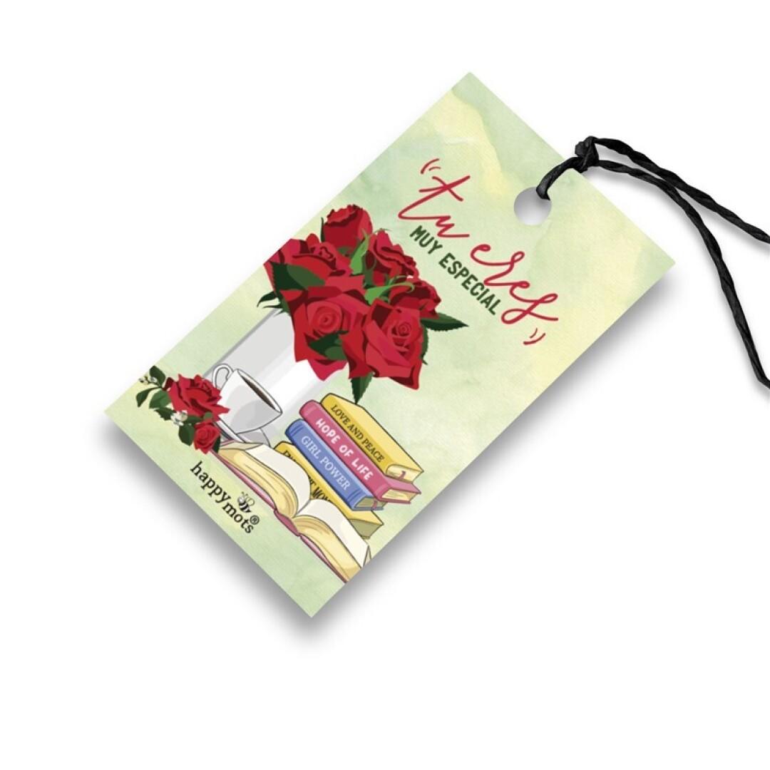 ETIQUETA: Tú eres muy espcial (libros y rosas)